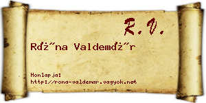 Róna Valdemár névjegykártya